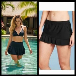 NWT Black Swim Ruffle Skirt Size W24 by Aqua Green●